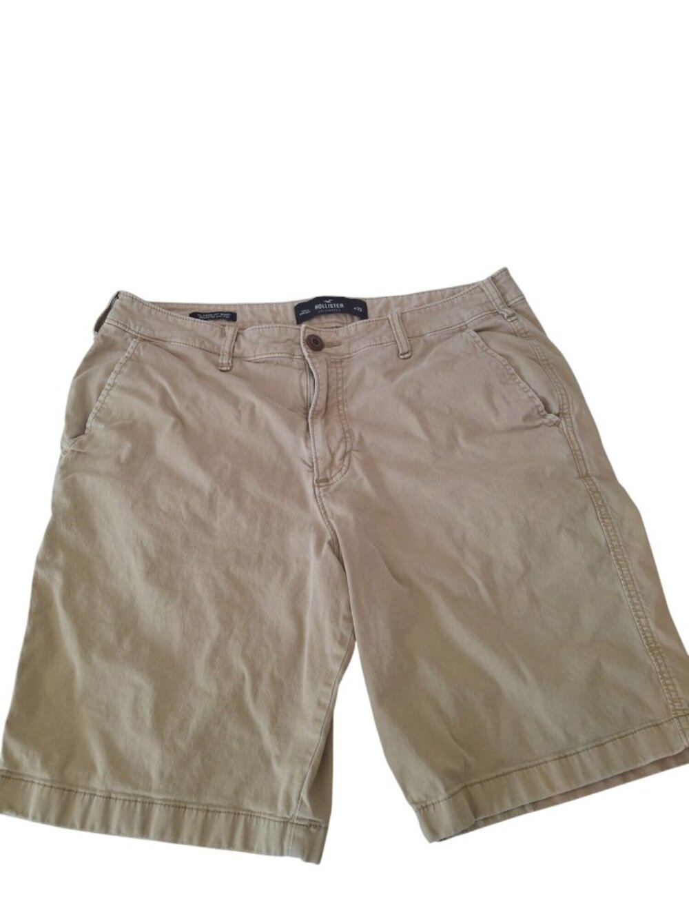 Hollister Epic Flex Shorts Mens 33 Khaki Tan Classic Fit Chino Preppy Casual